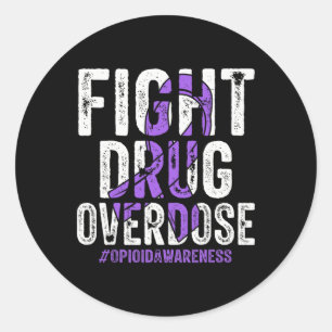 Sticker Rond Luttez contre le surdosage de drogue Ruban violet