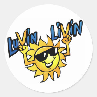Sticker rond Luvin Livin Sun Graphic