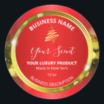 Sticker Rond Lux Christmas Sparkles Rouge Et Or Produits Étique<br><div class="desc">Lux Christmas Étincelle Les Étiquettes De Produits Rouge Et Or.</div>