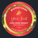 Sticker Rond Lux Christmas Sparkles Rouge Et Or Produits Étique<br><div class="desc">Lux Christmas Étincelle Les Étiquettes De Produits Rouge Et Or.</div>