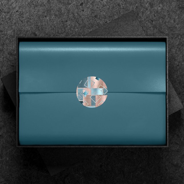 Sticker Rond Luxe Abstrait | Rose Poudré Doré et Géométrique Tu (Créateur téléchargé)