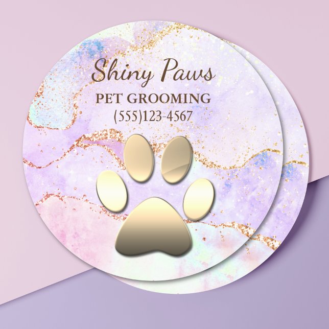 Sticker Rond Luxe Agate Parties scintillant Chien Paw Pet Pet G (Créateur téléchargé)