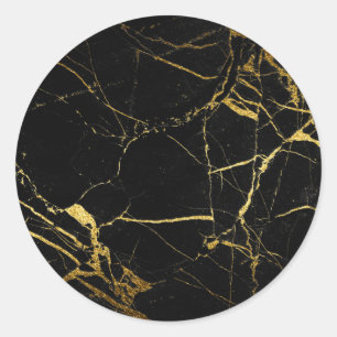 Sticker Rond Luxe Black and Gold Marble