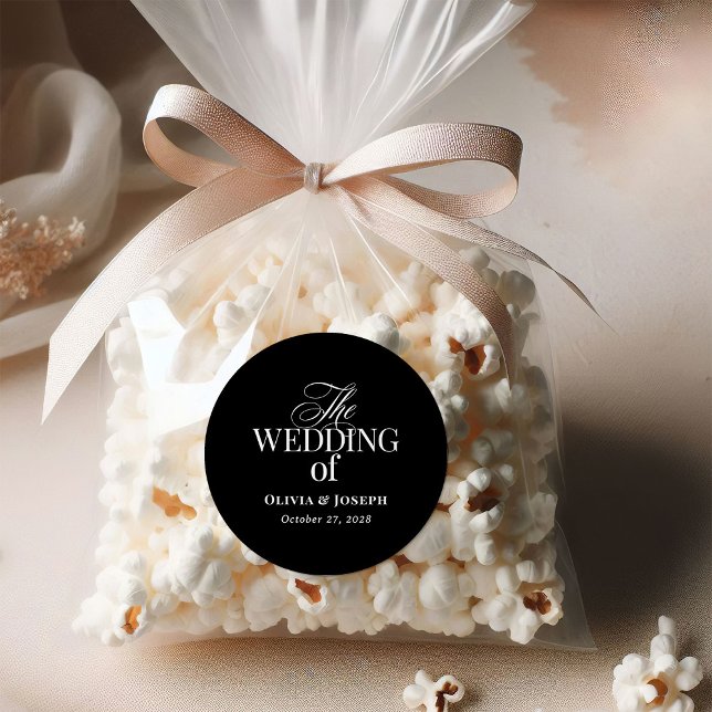 Sticker Rond Luxe classique | Élégant Mariage noir (Créateur téléchargé)