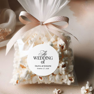 Sticker Rond Luxe classique   Mariage noir et blanc simple