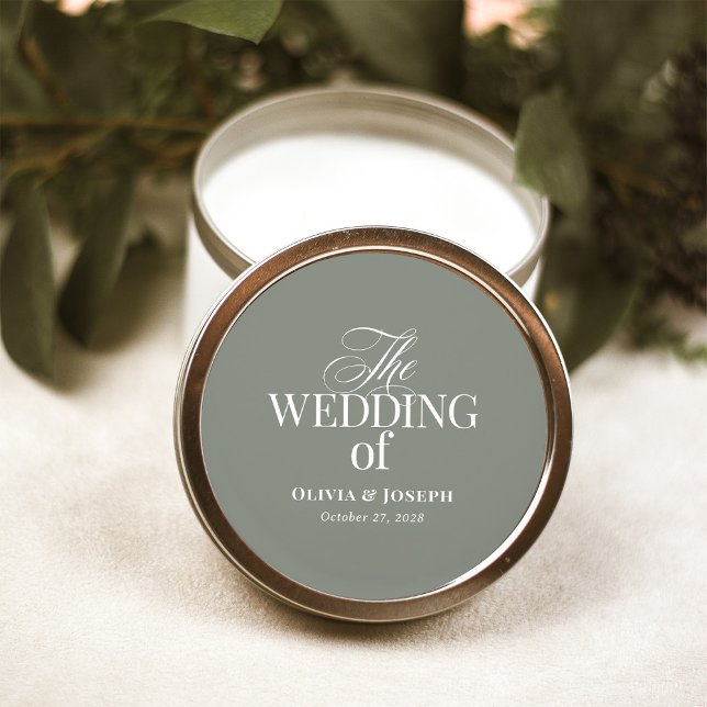 Sticker Rond Luxe et élégante Mariage vert Sage (Créateur téléchargé)
