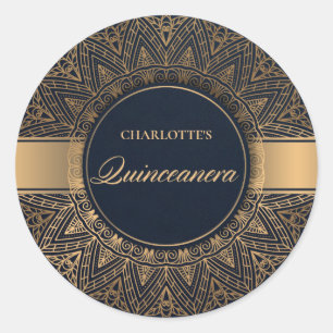 STICKER ROND LUXE MARINE GOLD CLASSIQUE ORNATE MANDALA QUINCEAN