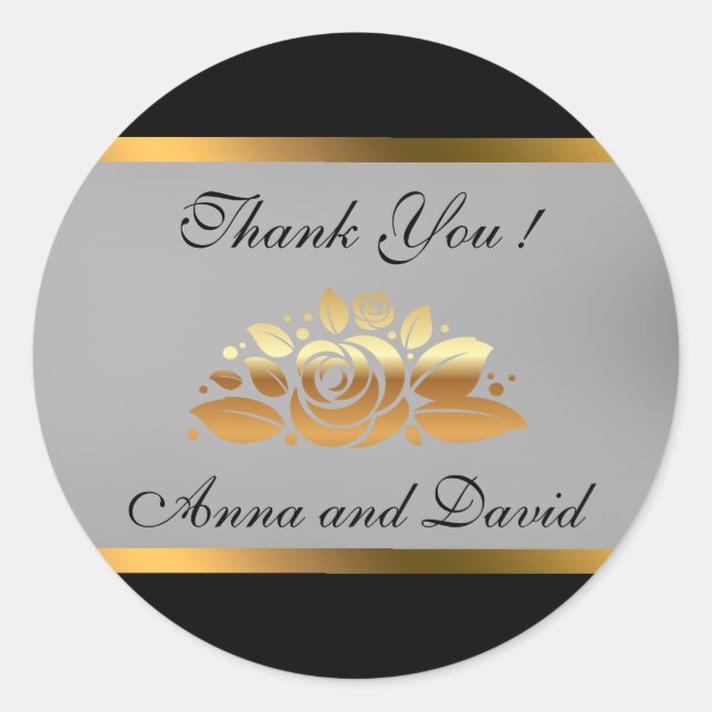 Sticker Rond Luxe Moderne Black Gold Ajouter Votre Texte (Devant)