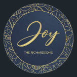 STICKER ROND LUXE NAVY GOLD HOLLY BERRIES CHRISTMAS JOY<br><div class="desc">UNIQUE,  MODERNE,  CONTEMPORAINE,  TENDANCE,  MINIMAL,  BOLD,  BRIGHT,  AMUSANT,  CHÈRE gamme de produits et collections coordonnées. J'espère que vous apprécierez...  Pour toute autre personnalisation ou tout autre élément correspondant,  n'hésitez pas à me contacter à l'adresse yellowfebstudio@gmail.com</div>