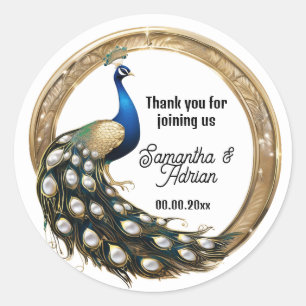 Sticker Rond Luxe paon oiseau pays Art nouveau merci