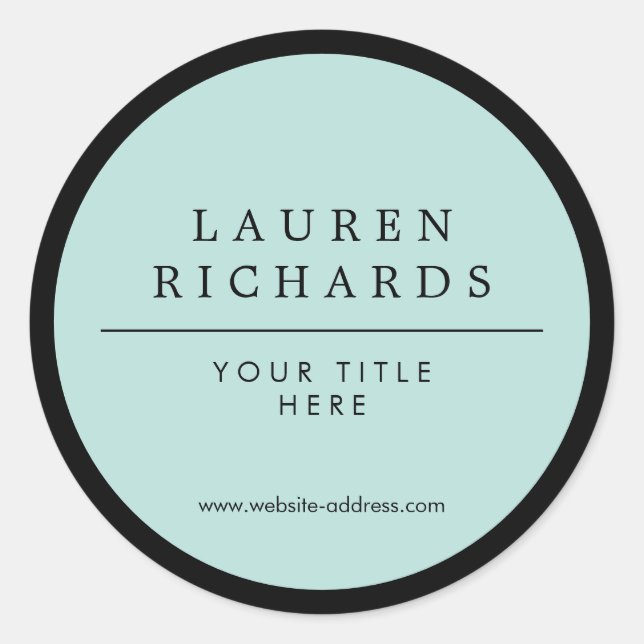 Sticker Rond Luxe professionnel noir et menthe (Devant)