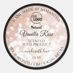 Sticker Rond Luxe Rose Gold Parties scintillant Étoiles Produit