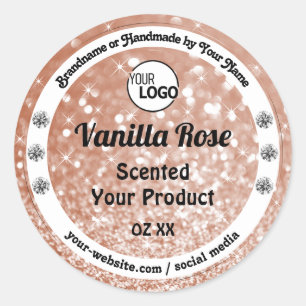 Sticker Rond Luxe Rose Gold Parties scintillant Étoiles Produit