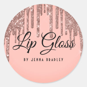 Sticker Rond Luxe Rose Parties scintillant or Lèvres Lèvres bri
