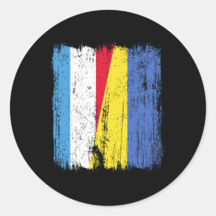 Sticker Rond Luxembourg Ukraine Demi-drapeau Luxembourgeois Ukr