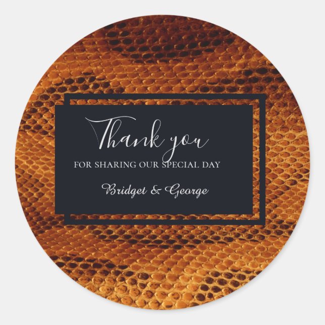 Sticker Rond luxueux animal en peau de serpent sauvage mariage (Devant)