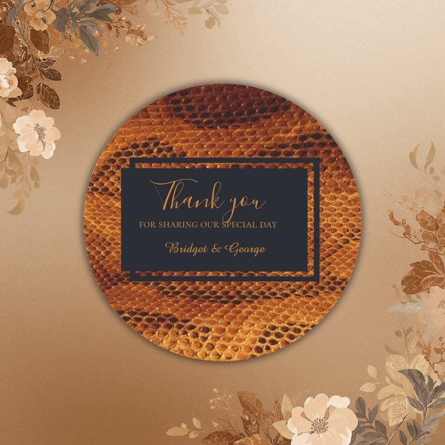 Sticker Rond luxueux animal en peau de serpent sauvage mariage (Créateur téléchargé)