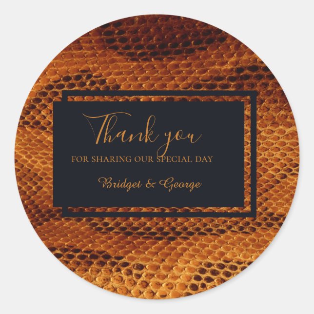Sticker Rond luxueux animal en peau de serpent sauvage mariage (Devant)