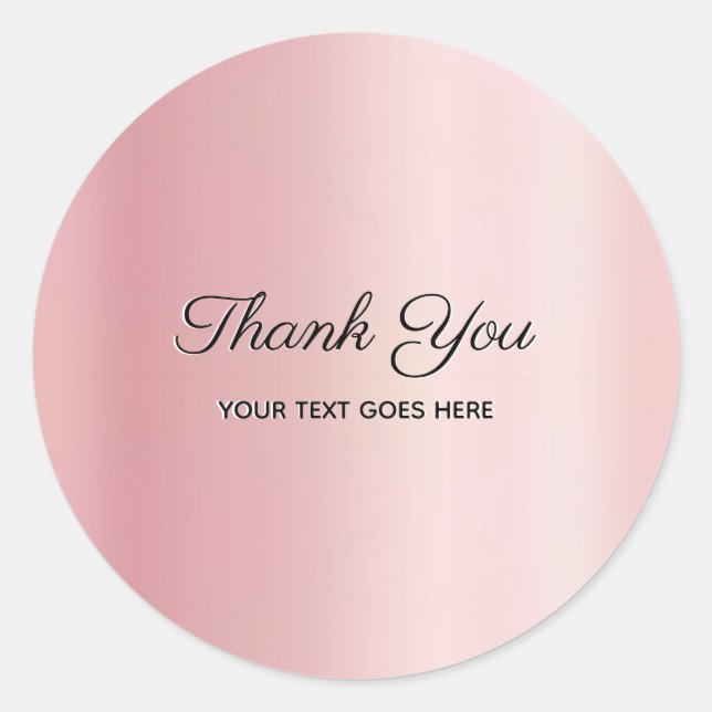 Sticker Rond Luxury Elegant Rose Gold Custom Text Thank You (Devant)