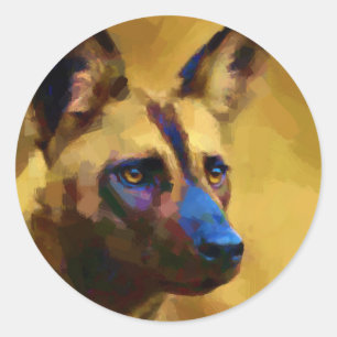 Sticker Rond Lycaon Pictus