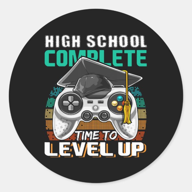 Sticker Rond Lycée Complet Vidéo Jeu Diplôme Supérieur (Devant)