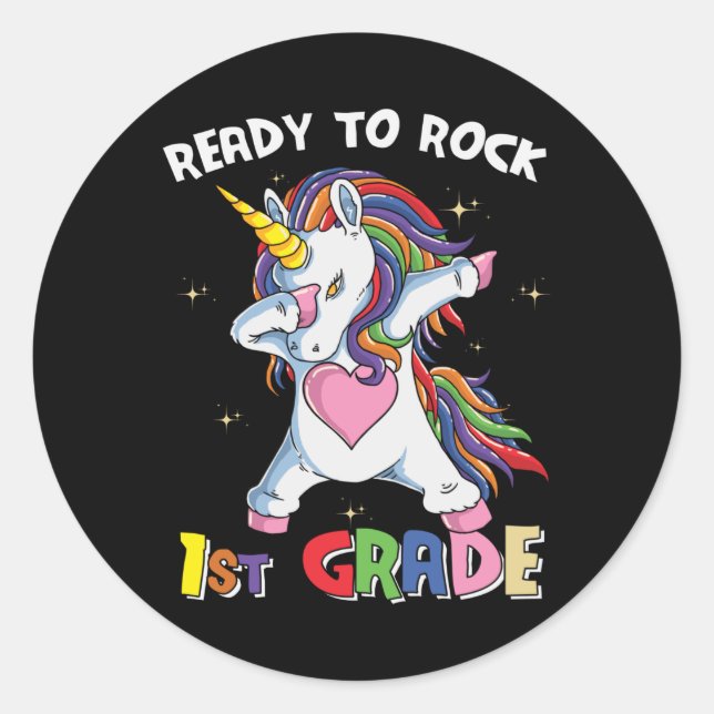 Sticker Rond Lycéenne de 1re année licorne prête à déchirer pou (Devant)