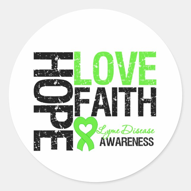 Sticker Rond Lyme Maladie Hope Amour Foi (Devant)