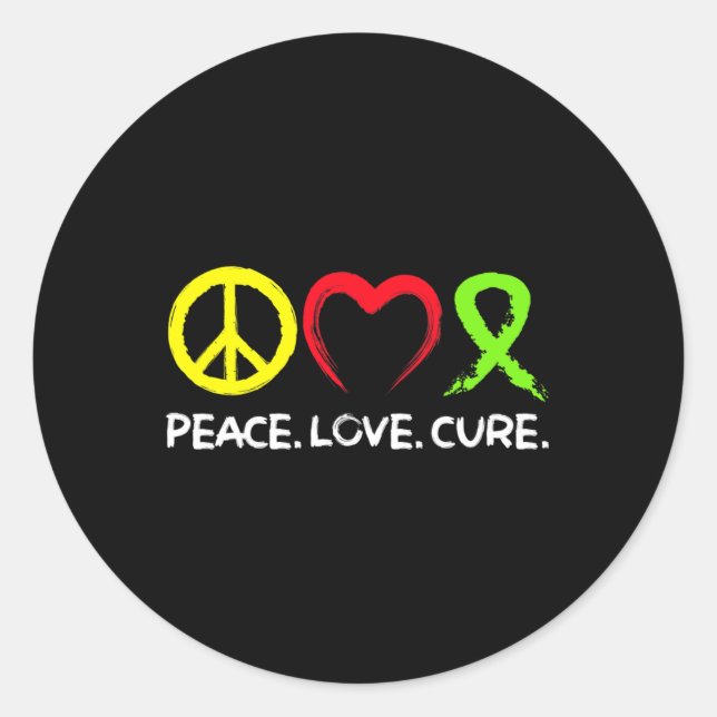 Sticker Rond Lymphoma Awareness Peace Love Cure  (Devant)
