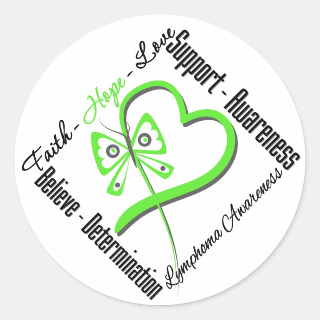 Sticker Rond Lymphoma Faith Hope Love Butterfly (Devant)