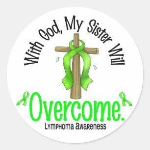 Sticker Rond Lymphome avec Dieu que ma soeur surmontera