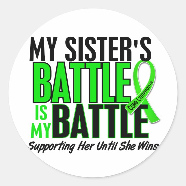 Sticker Rond Lymphome Ma bataille Aussi 1 Soeur (Devant)