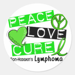 Sticker Rond Lymphome Sensibilisation non Hodgkin's PEACE LOVE 