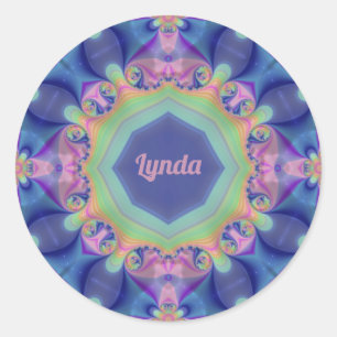 Sticker Rond LYNDA ~ Pastel Abstrait Motif Kaleidoscope ~