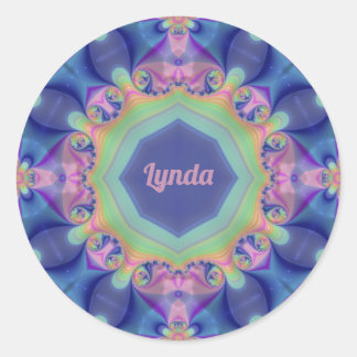 Sticker Rond LYNDA ~ Pastel Abstrait Motif Kaleidoscope ~
