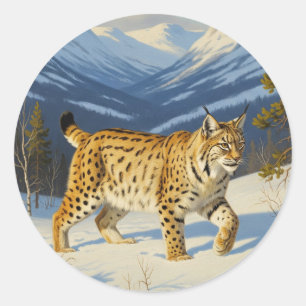 Sticker Rond Lynx dans le parc national de Sarek Suède Voyage