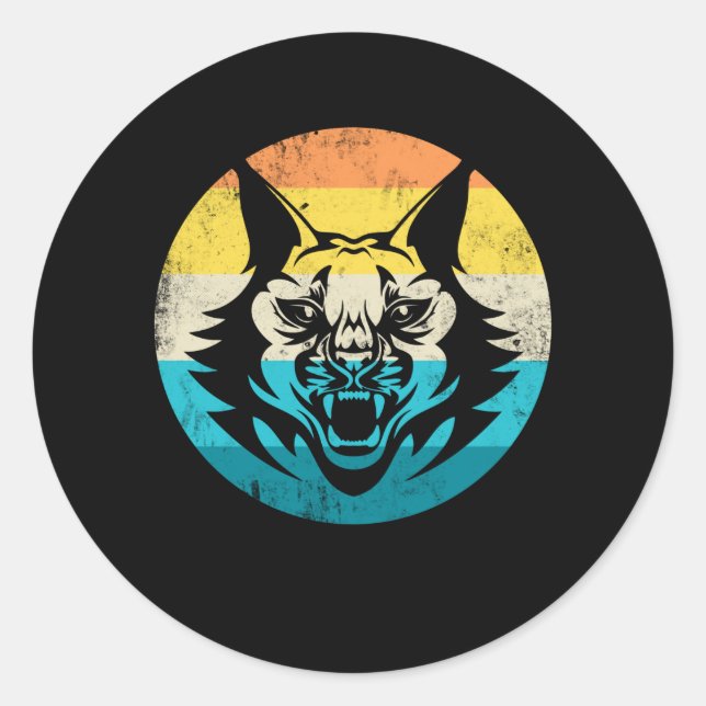 Sticker Rond Lynx Vintage Retro Big Chat Wildcat Chats (Devant)