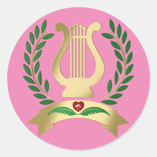 Sticker Rond Lyre d'or (Devant)