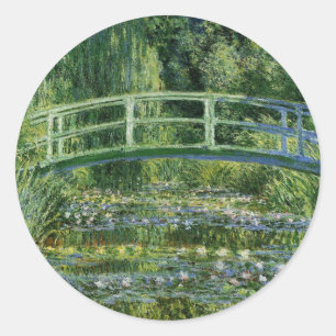 Sticker Rond Lys à eau Claude Monet et pont japonais