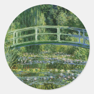Sticker Rond Lys à eau Claude Monet et pont japonais