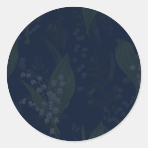 Sticker Rond Lys bleu foncé de la Vallée avec vert