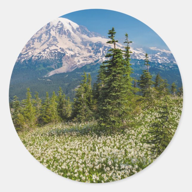Sticker Rond Lys d'avalanche et Mont Rainier (Devant)