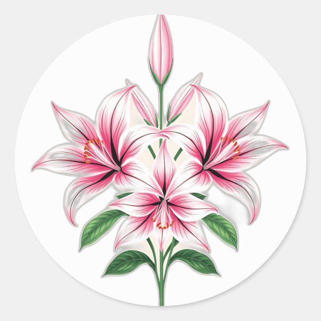 Sticker Rond Lys Pastel Pink au style Art déco (Devant)