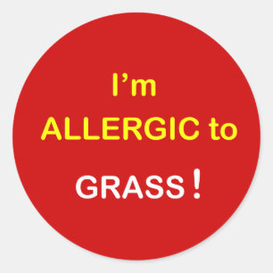 Sticker Rond m4 - Je suis allergique - HERBE
