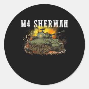 Sticker Rond M4 Sherman The 2ème guerre mondiale Tank Un Char D