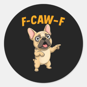 Sticker Rond M drôle de bouledogue français dessin animé humour