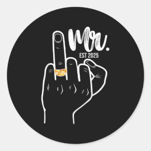 Sticker Rond M. Est. 2025 Un Mariage marié Doigt