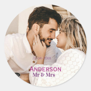 Sticker Rond M. et Mme ajoutent la date de la photo de mariage