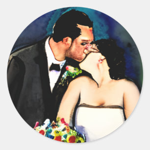 Sticker Rond M. et Mme Bride et Mme Groom Mariage
