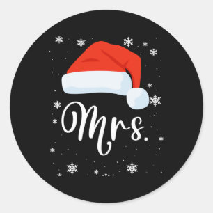 Sticker Rond M. Et Mme Claus Couples Correspondant Au Pyjama De