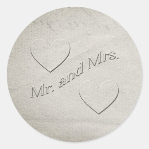 Sticker Rond M. et Mme Embossed Design with Hearts